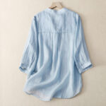 Buddha Stones Casual Plain Women's V-Neck Design Three Quarter Sleeve  Shirt - image 2