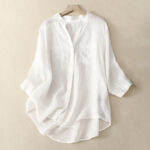 Buddha Stones Casual Plain Women's V-Neck Design Three Quarter Sleeve  Shirt - White - US8-10，UK/AU12-14，EU40-42 (2XL) - image 17