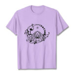 Buddha Stones Casual Simple Design Lotus Flower Moon Flowing Vines Pattern Cotton Tee T-shirt - Plum - 2XL - image 17