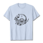 Buddha Stones Casual Simple Design Lotus Flower Moon Flowing Vines Pattern Cotton Tee T-shirt - LightCyan - 2XL - image 19