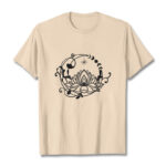 Buddha Stones Casual Simple Design Lotus Flower Moon Flowing Vines Pattern Cotton Tee T-shirt - Bisque - 2XL - image 9