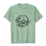 Buddha Stones Casual Simple Design Lotus Flower Moon Flowing Vines Pattern Cotton Tee T-shirt - PaleGreen - 2XL - image 15
