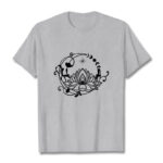 Buddha Stones Casual Simple Design Lotus Flower Moon Flowing Vines Pattern Cotton Tee T-shirt - LightGrey - 2XL - image 20