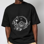 Buddha Stones Casual Simple Design Lotus Flower Moon Flowing Vines Pattern Cotton Tee T-shirt - image 6