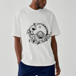 Buddha Stones Casual Simple Design Lotus Flower Moon Flowing Vines Pattern Cotton Tee T-shirt - image 2