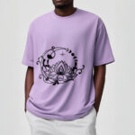 Buddha Stones Casual Simple Design Lotus Flower Moon Flowing Vines Pattern Cotton Tee T-shirt - image 18