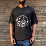 Buddha Stones Casual Simple Design Lotus Flower Moon Flowing Vines Pattern Cotton Tee T-shirt - image 7