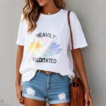 Buddha Stones Casual Colorful Lotus Flower Meditation Figure Pattern Cotton Tee T-shirt - image 8