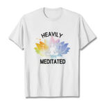 Buddha Stones Casual Colorful Lotus Flower Meditation Figure Pattern Cotton Tee T-shirt - White - 2XL - image 6