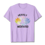 Buddha Stones Casual Colorful Lotus Flower Meditation Figure Pattern Cotton Tee T-shirt - Plum - 2XL - image 17
