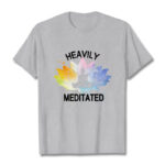 Buddha Stones Casual Colorful Lotus Flower Meditation Figure Pattern Cotton Tee T-shirt - LightGrey - 2XL - image 20