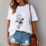 Buddha Stones Casual Lotus Flower Lotus Leaf Ripple Pattern Tee Cotton T-shirt - image 8