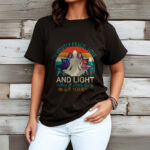 Buddha Stones Vivid Lotus Flower Meditator Sunset Pattern Tee Cotton T-shirt - image 4