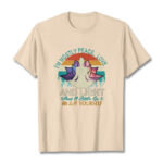 Buddha Stones Vivid Lotus Flower Meditator Sunset Pattern Tee Cotton T-shirt - Bisque - 2XL - image 9