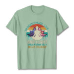 Buddha Stones Vivid Lotus Flower Meditator Sunset Pattern Tee Cotton T-shirt - PaleGreen - 2XL - image 15
