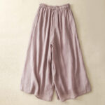 Buddha Stones Simple Design Drawstring Cotton Women's Wide Leg Pants With Pockets - image 10