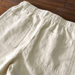 Buddha Stones Casual Solid Color Simple Design Drawstring Ramie Linen Men's Pants With Pockets - image 5