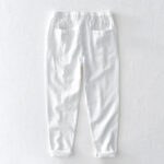 Buddha Stones Casual Solid Color Simple Design Drawstring Ramie Linen Men's Pants With Pockets - image 7
