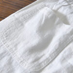 Buddha Stones Casual Solid Color Simple Design Drawstring Ramie Linen Men's Pants With Pockets - image 9