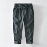 Buddha Stones Casual Solid Color Simple Design Drawstring Ramie Linen Men's Pants With Pockets - LightSlateGray - US/UK/AU44，EU54 (4XL) - image 11