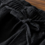 Buddha Stones Casual Solid Color Simple Design Drawstring Ramie Linen Men's Pants With Pockets - image 15