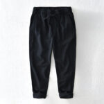 Buddha Stones Casual Solid Color Simple Design Drawstring Ramie Linen Men's Pants With Pockets - Black - US/UK/AU44，EU54 (4XL) - image 14