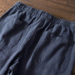 Buddha Stones Casual Solid Color Simple Design Drawstring Ramie Linen Men's Pants With Pockets - image 20