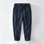Buddha Stones Casual Solid Color Simple Design Drawstring Ramie Linen Men's Pants With Pockets - Navy - US/UK/AU44，EU54 (4XL) - image 19
