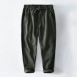 Buddha Stones Casual Solid Color Simple Design Drawstring Ramie Linen Men's Pants With Pockets - ForestGreen - US/UK/AU44，EU54 (4XL) - image 23