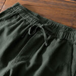 Buddha Stones Casual Solid Color Simple Design Drawstring Ramie Linen Men's Pants With Pockets - image 24