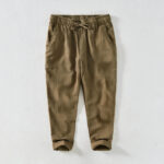 Buddha Stones Casual Solid Color Simple Design Drawstring Ramie Linen Men's Pants With Pockets - Goldenrod - US/UK/AU44，EU54 (4XL) - image 30
