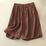 Buddha Stones Casual Solid Color Women's Cotton Shorts With Pockets - SaddleBrown - US14，UK/AU18，EU46 (4XL) - image 14