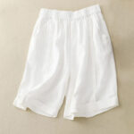 Buddha Stones Casual Solid Color Women's Cotton Shorts With Pockets - White - US14，UK/AU18，EU46 (4XL) - image 31