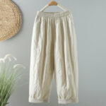 Buddha Stones Winter Plain Women's Harem Cotton Ankle-Length Pants With Pockets - AntiqueWhite - US8-10，UK/AU12-14，EU40-42 (2XL) - image 7