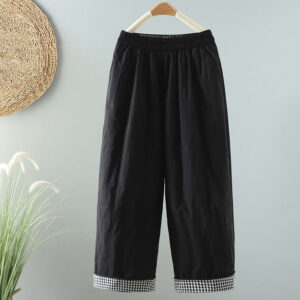 Buddha Stones Winter Plain Women's Harem Cotton Ankle-Length Pants With Pockets - Black - US8-10，UK/AU12-14，EU40-42 (2XL) - image 1