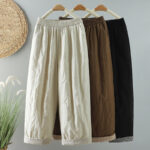 Buddha Stones Winter Plain Women's Harem Cotton Ankle-Length Pants With Pockets - image 24