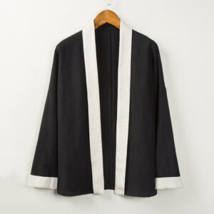Buddha Stones Vintage Winter Solid Color Open Front Jacket Men's Cotton Kimono - Black - US/UK/AU44，EU54 (4XL) - image 1