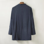 Buddha Stones Pure Color Simple Design Open Front Jacket Men's Cotton Linen Kimono With Pockets - image 2