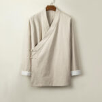Buddha Stones Retro Chinese Frog-Buttons Design Open Front Jacket Men's Cotton Kimono - Beige - US/UK/AU44，EU54 (4XL) - image 1