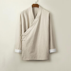 Buddha Stones Retro Chinese Frog-Buttons Design Open Front Jacket Men's Cotton Kimono - Beige - US/UK/AU44，EU54 (4XL) - image 1