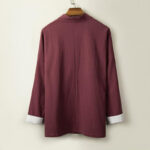 Buddha Stones Retro Chinese Frog-Buttons Design Open Front Jacket Men's Cotton Kimono - image 6
