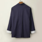 Buddha Stones Retro Chinese Frog-Buttons Design Open Front Jacket Men's Cotton Kimono - image 8