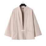 Buddha Stones Vintage Frog-Button Design Men's Open Front Cotton Linen Jacket Kimono With Pockets - image 14