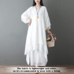 Buddha Stones V-Neck Midi Tunic Dress Wide Leg Pants Meditation Zen Practice Dance Clothing - image 3