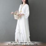 Buddha Stones V-Neck Midi Tunic Dress Wide Leg Pants Meditation Zen Practice Dance Clothing - image 4