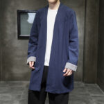Buddha Stones Spring Vintage Open Front Men's Cotton Linen Zen Jacket Kimono - image 3