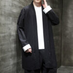 Buddha Stones Spring Vintage Open Front Men's Cotton Linen Zen Jacket Kimono - image 13