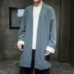 Buddha Stones Spring Vintage Open Front Men's Cotton Linen Zen Jacket Kimono - image 17