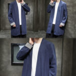 Buddha Stones Spring Vintage Open Front Men's Cotton Linen Zen Jacket Kimono - image 7