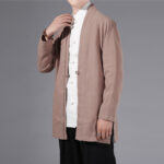 Buddha Stones Casual Plain Simple Design Open Front Cotton Linen Men's Long Sleeve Jacket Kimono - image 23